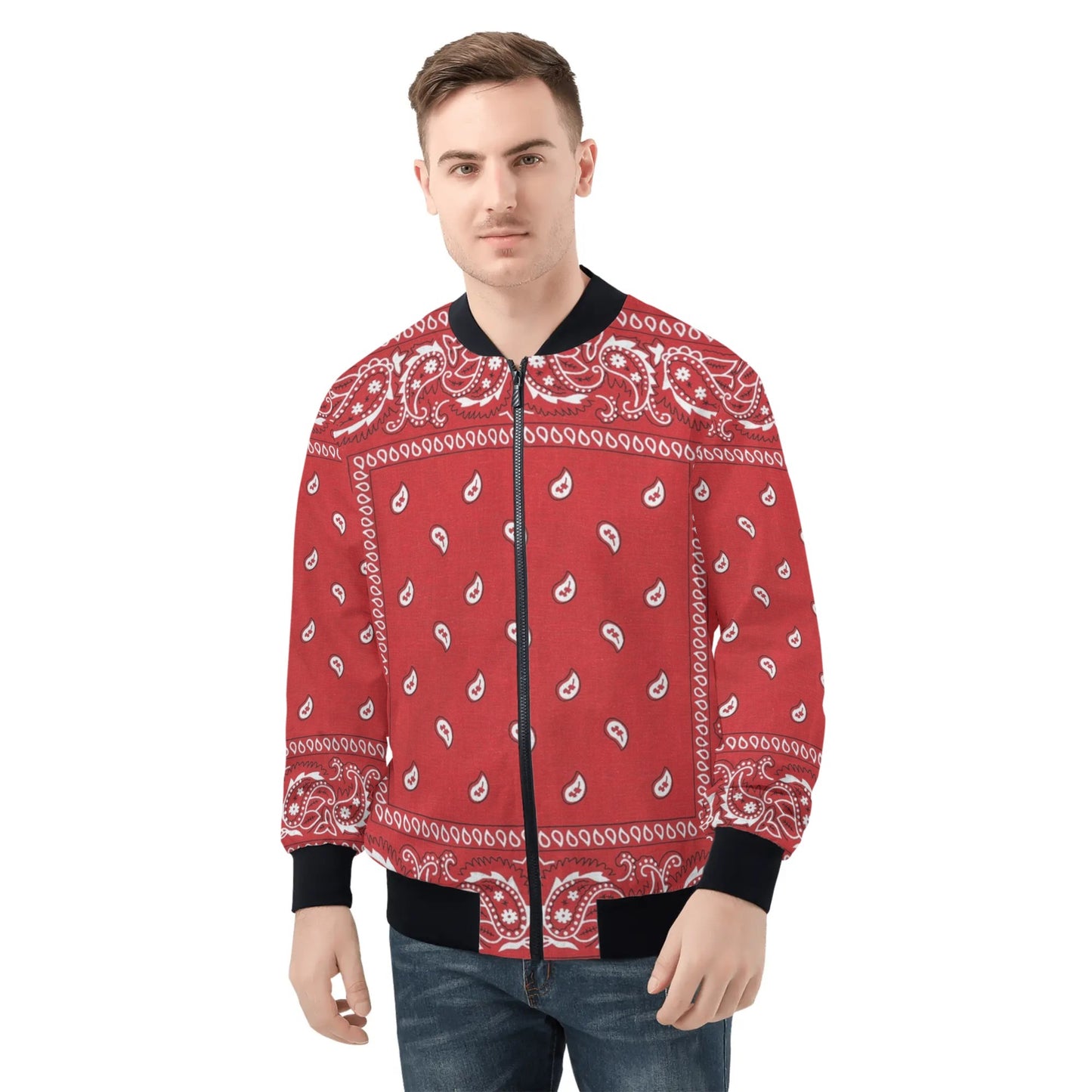 Veste bomber bandana rouge | Coupe classique