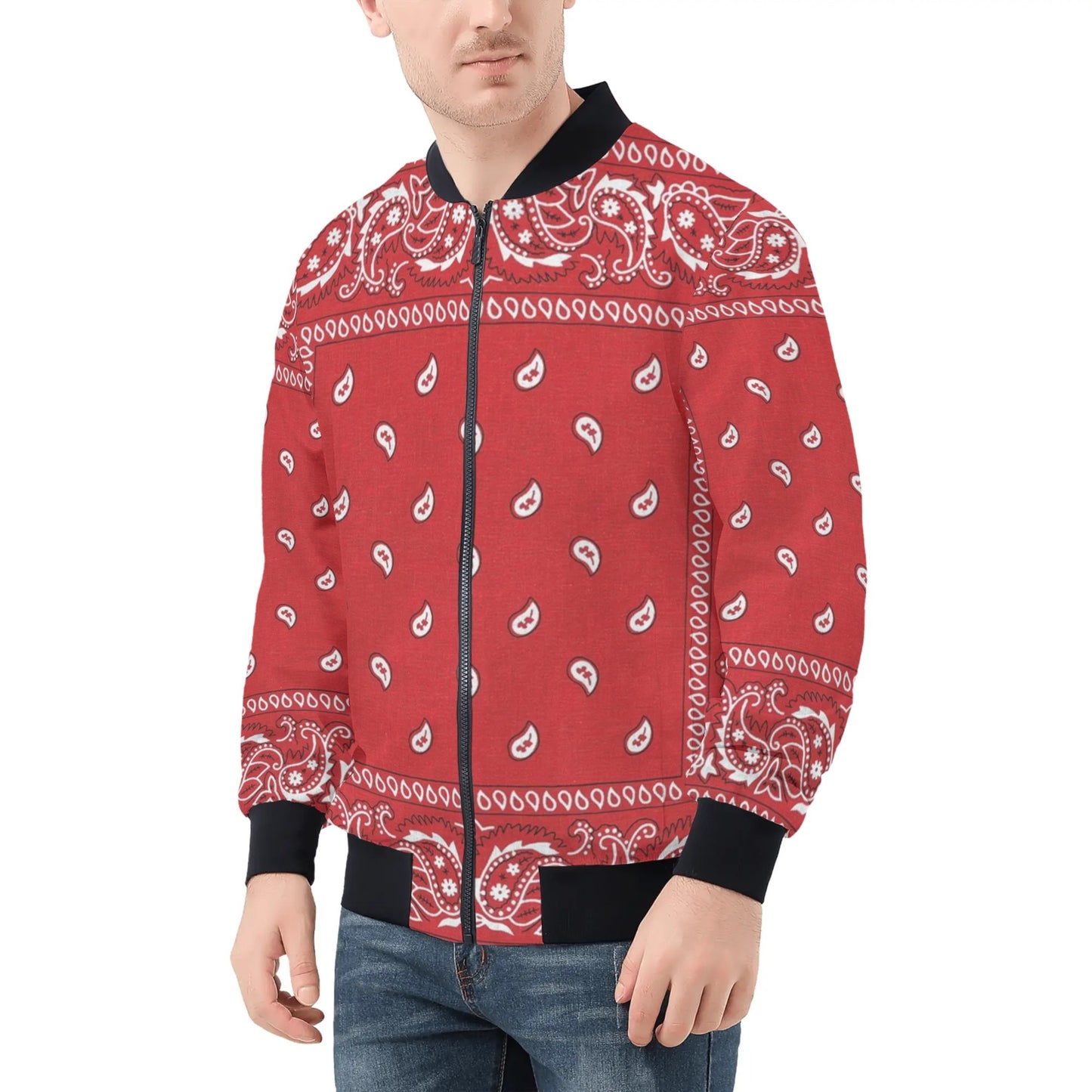 Veste bomber bandana rouge | Coupe classique