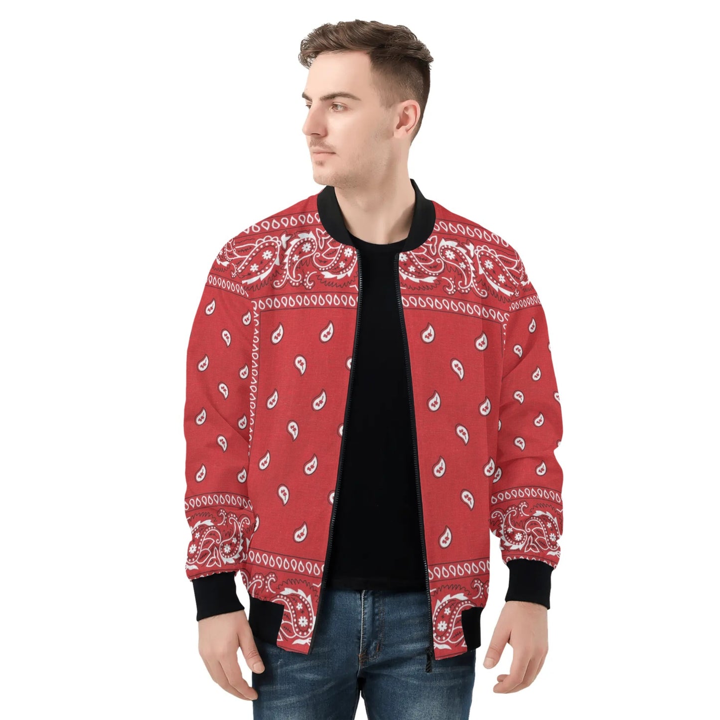 Red Bandana Bomber Jacket | Classic Fit