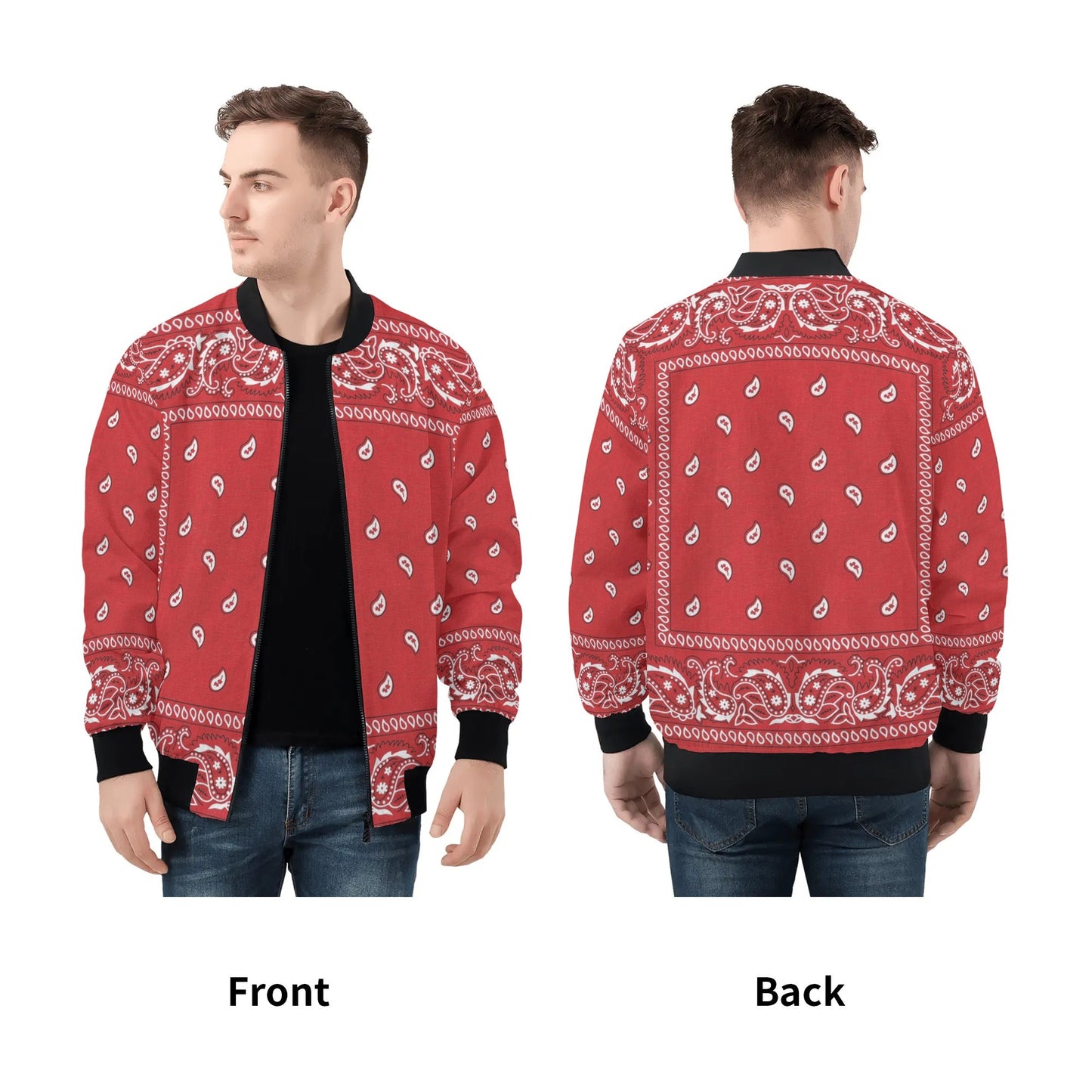 Red Bandana Bomber Jacket | Classic Fit