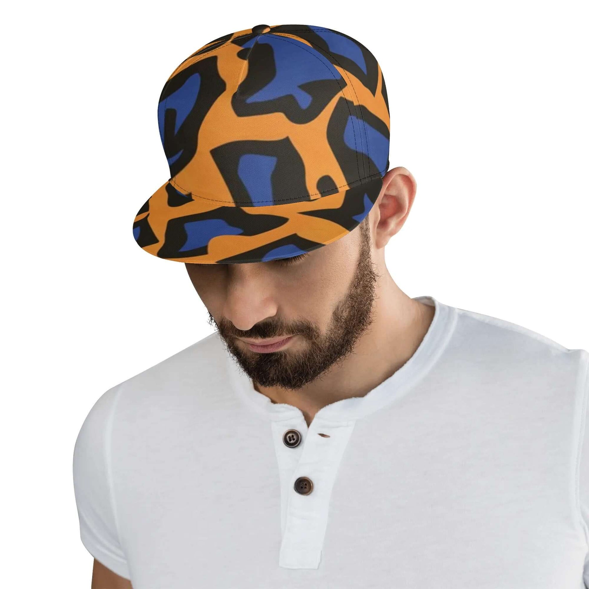 Leopard Snapback | Black & Yellow All Over Print