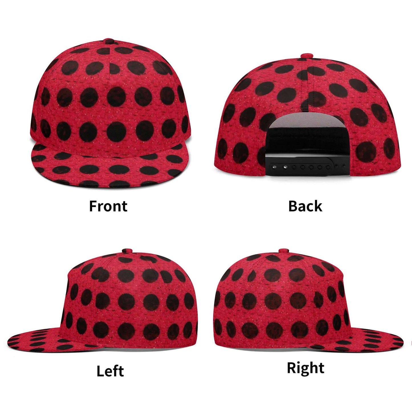 Black Dots Snapback Hat | Classic Red All Over Print