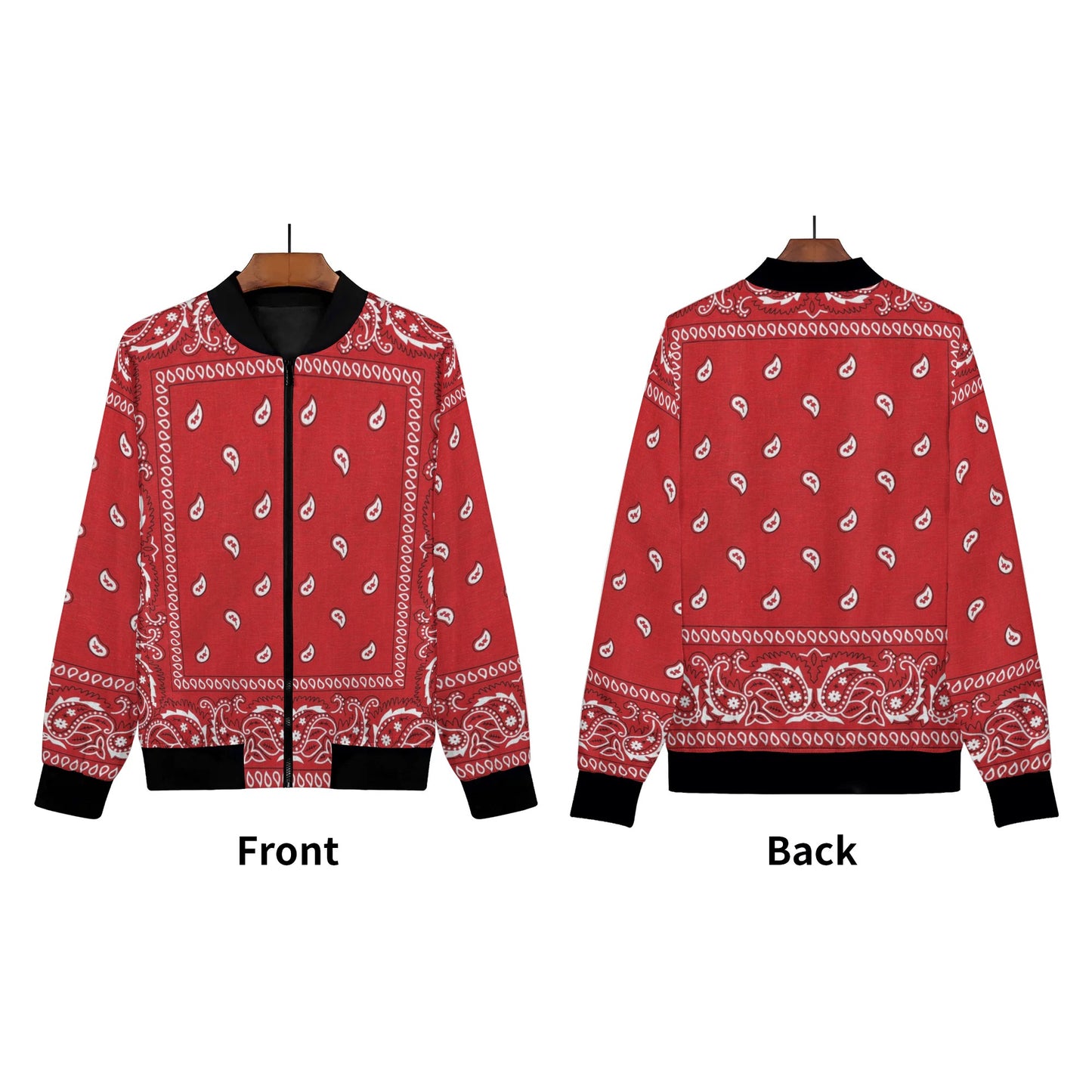 Red Bandana Bomber Jacket For Women