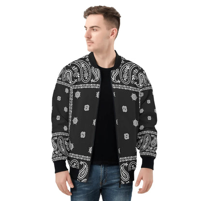 Black Bandana Bomber Jacket | Classic Fit