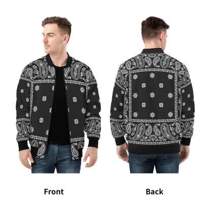 Black Bandana Bomber Jacket | Classic Fit