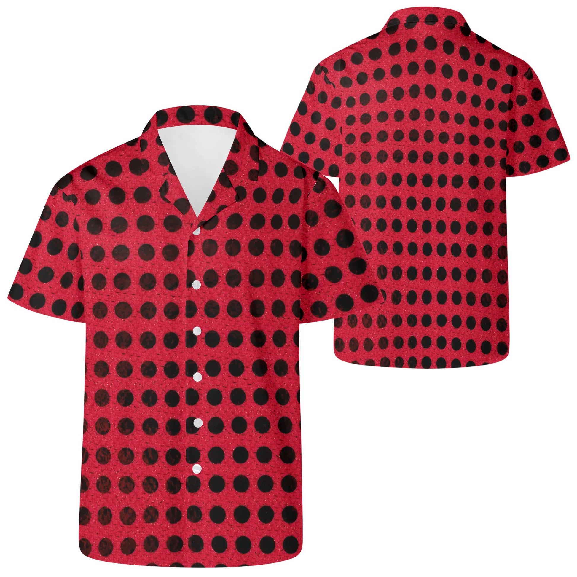 Black Dots On a Red Hot Hawaiian Shirt For Men