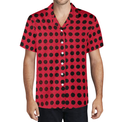 Black Dots On a Red Hot Hawaiian Shirt For Men