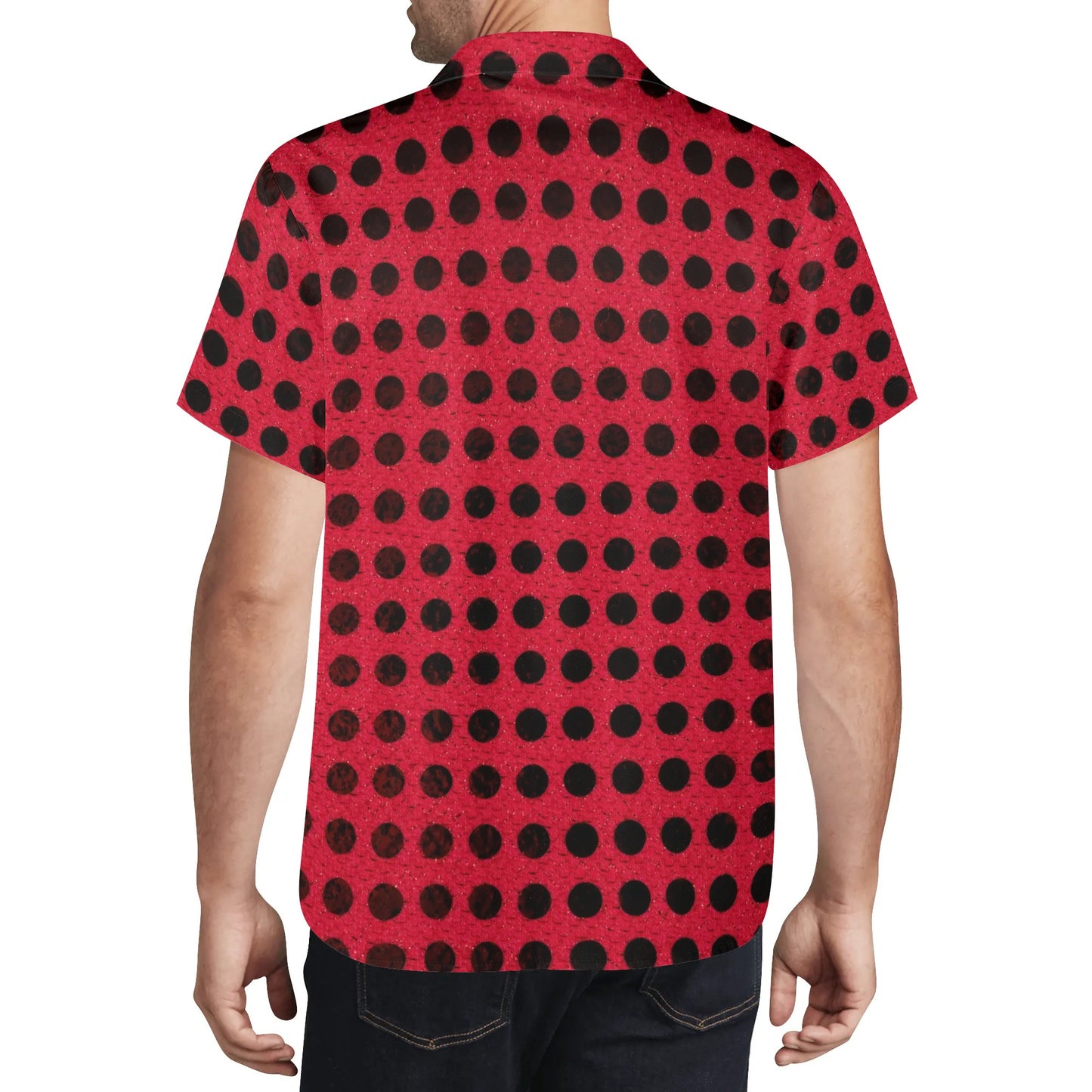 Black Dots On a Red Hot Hawaiian Shirt For Men