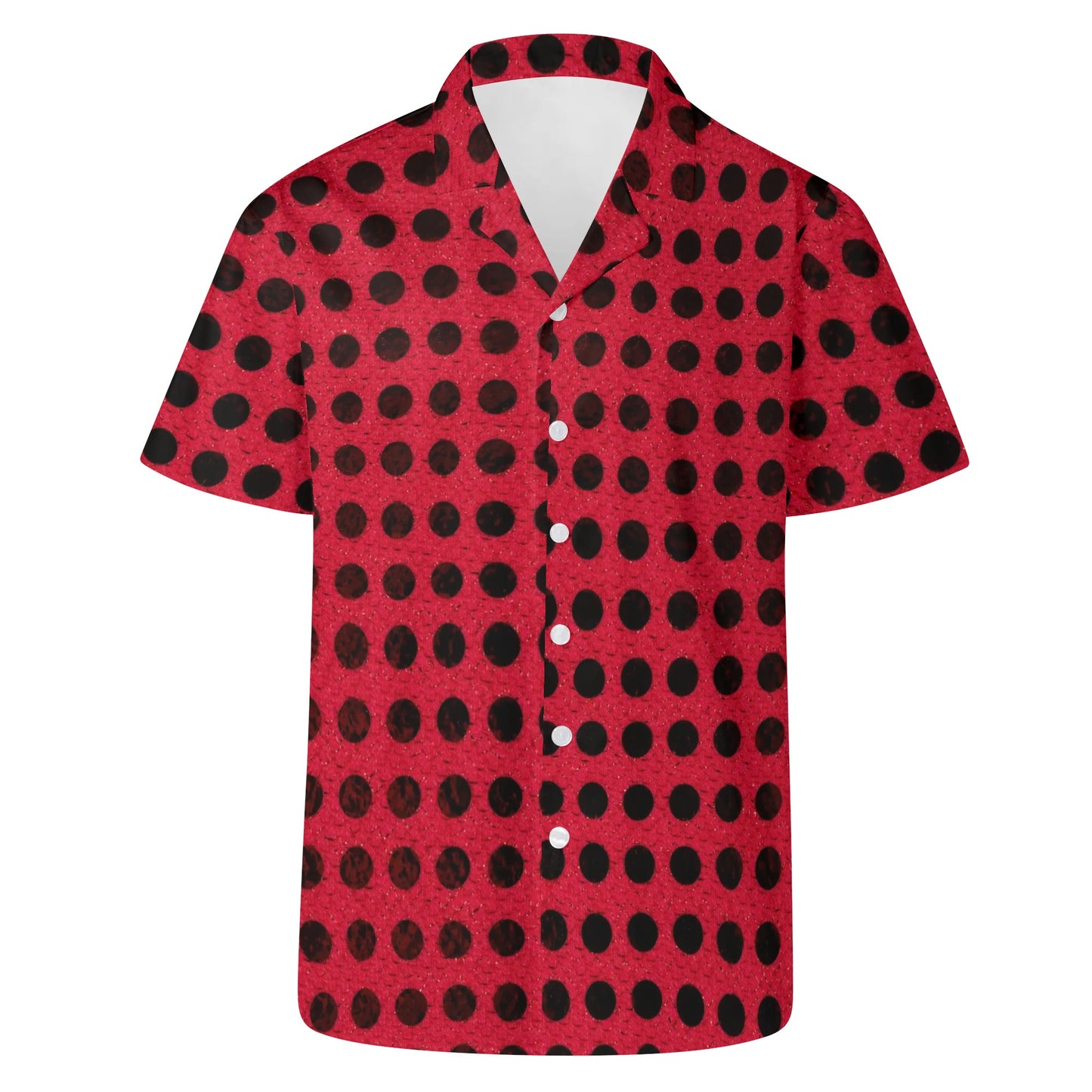 Black Dots On a Red Hot Hawaiian Shirt For Men