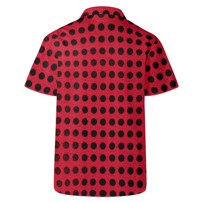 Black Dots On a Red Hot Hawaiian Shirt For Men