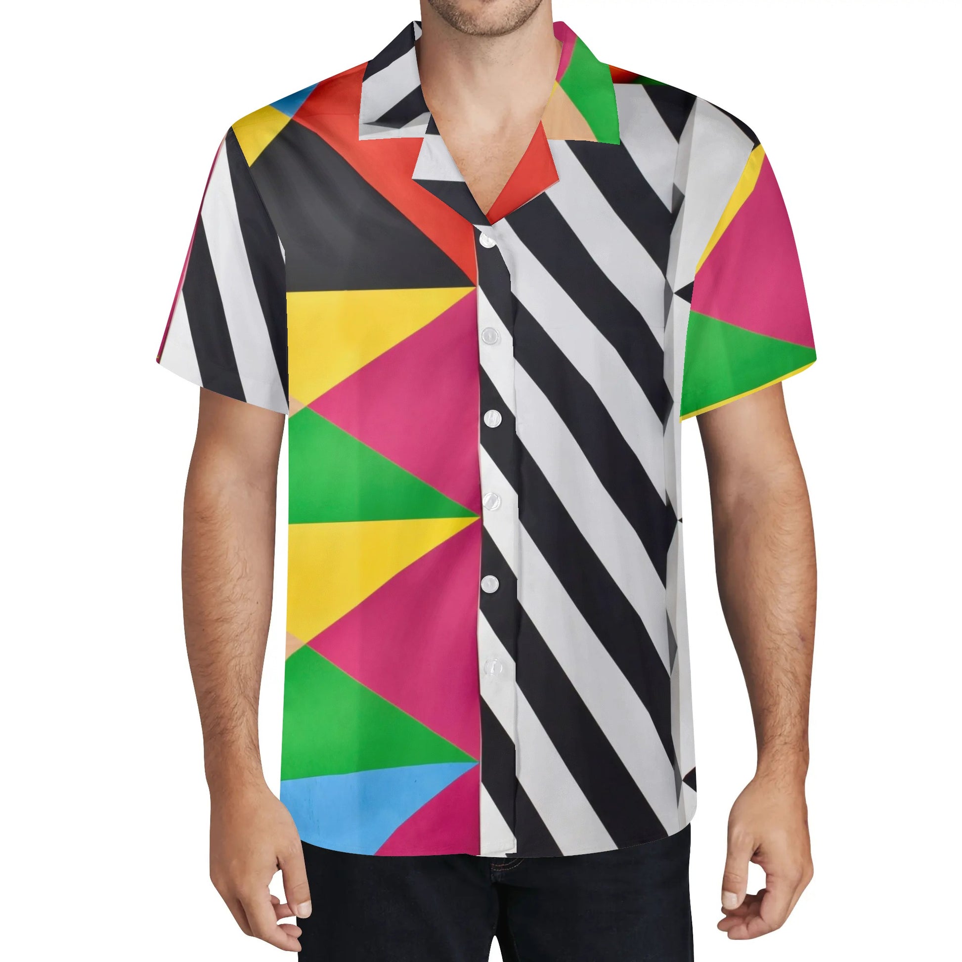 Colorful Modern Art Hawaiian Shirt For Men
