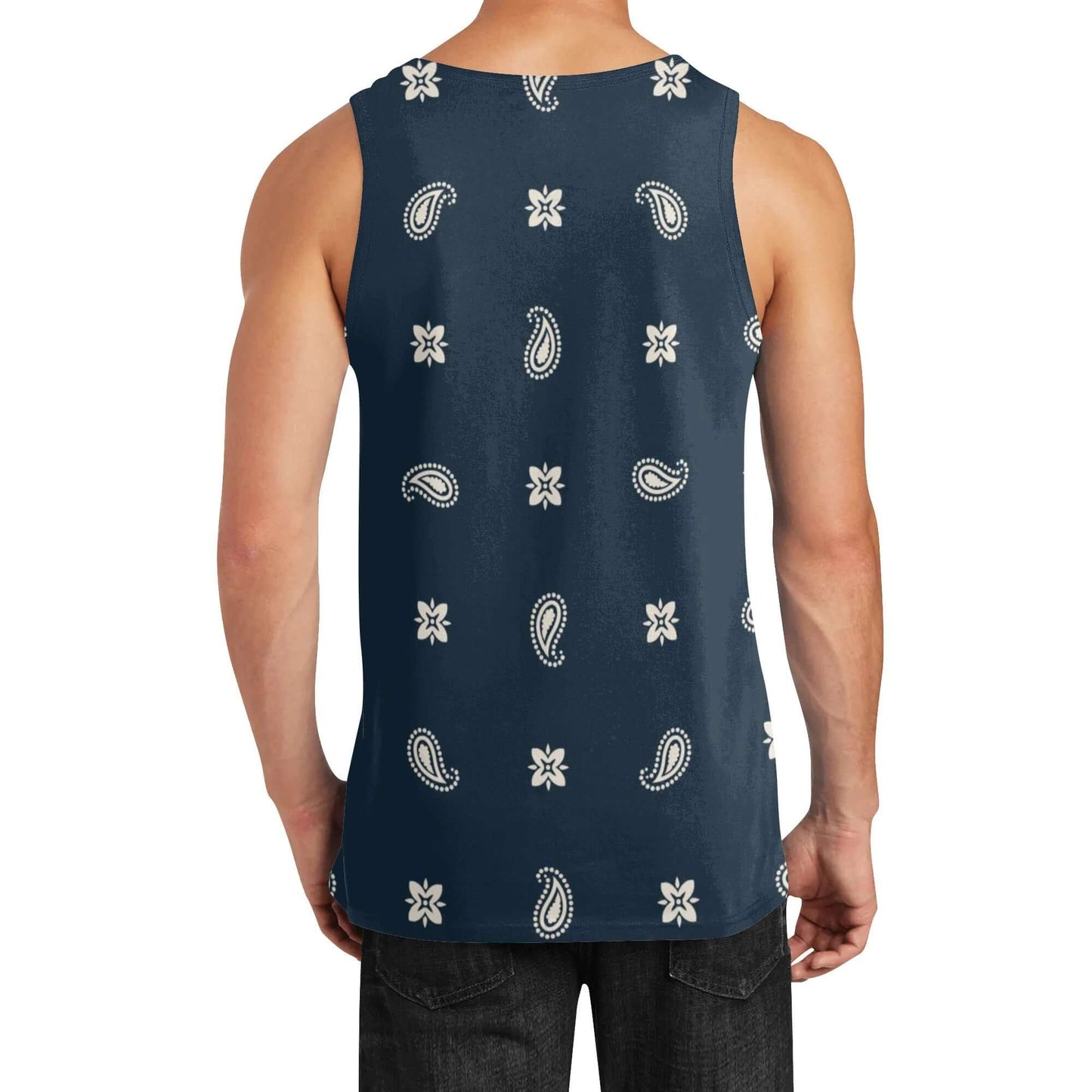 Midnight Blue Sleeveless Tank Top | Paisley Pattern