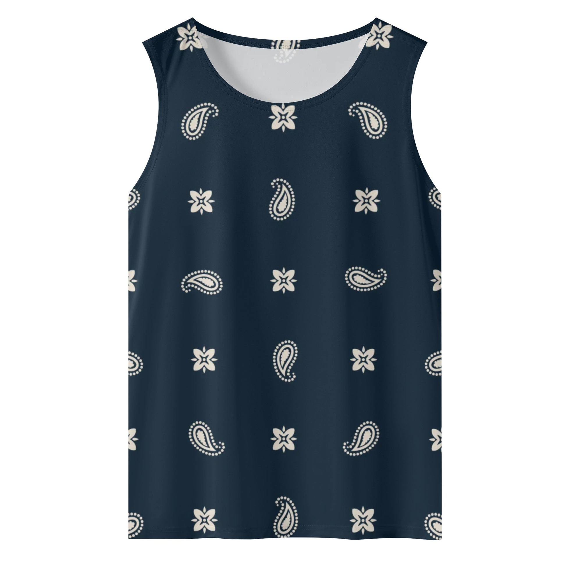 Midnight Blue Sleeveless Tank Top | Paisley Pattern