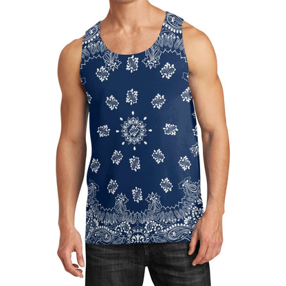 Deep Blue Bandana Tank Top | Sleeveless Paisley