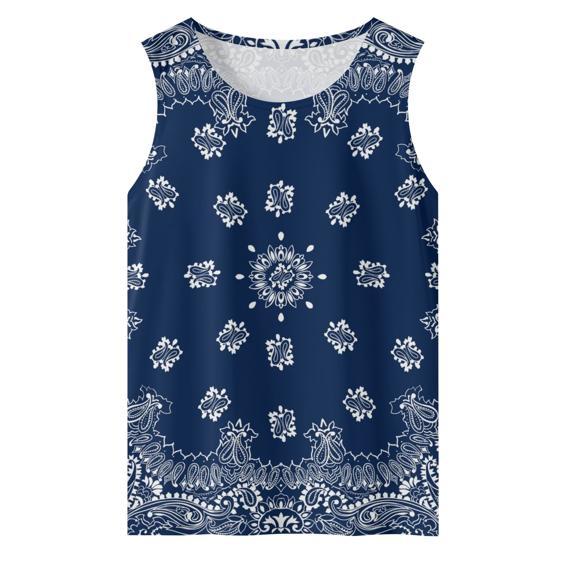 Deep Blue Bandana Tank Top | Sleeveless Paisley