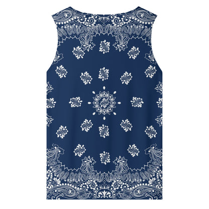 Deep Blue Bandana Tank Top | Sleeveless Paisley