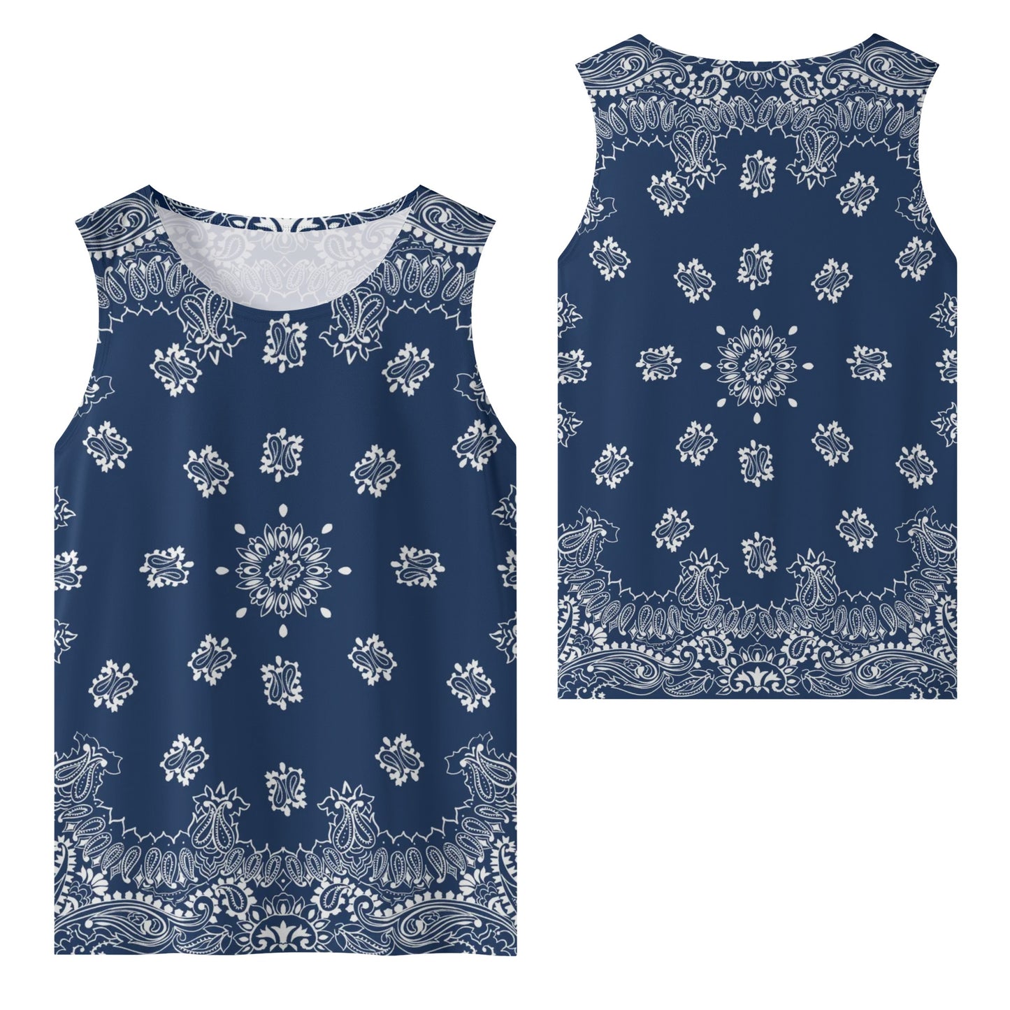 Deep Blue Bandana Tank Top | Sleeveless Paisley