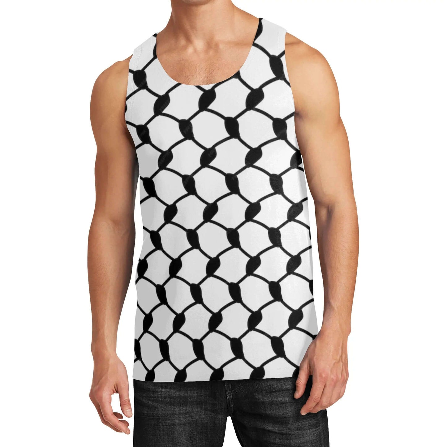 Black Keffiyeh Sleeveless Tank Top