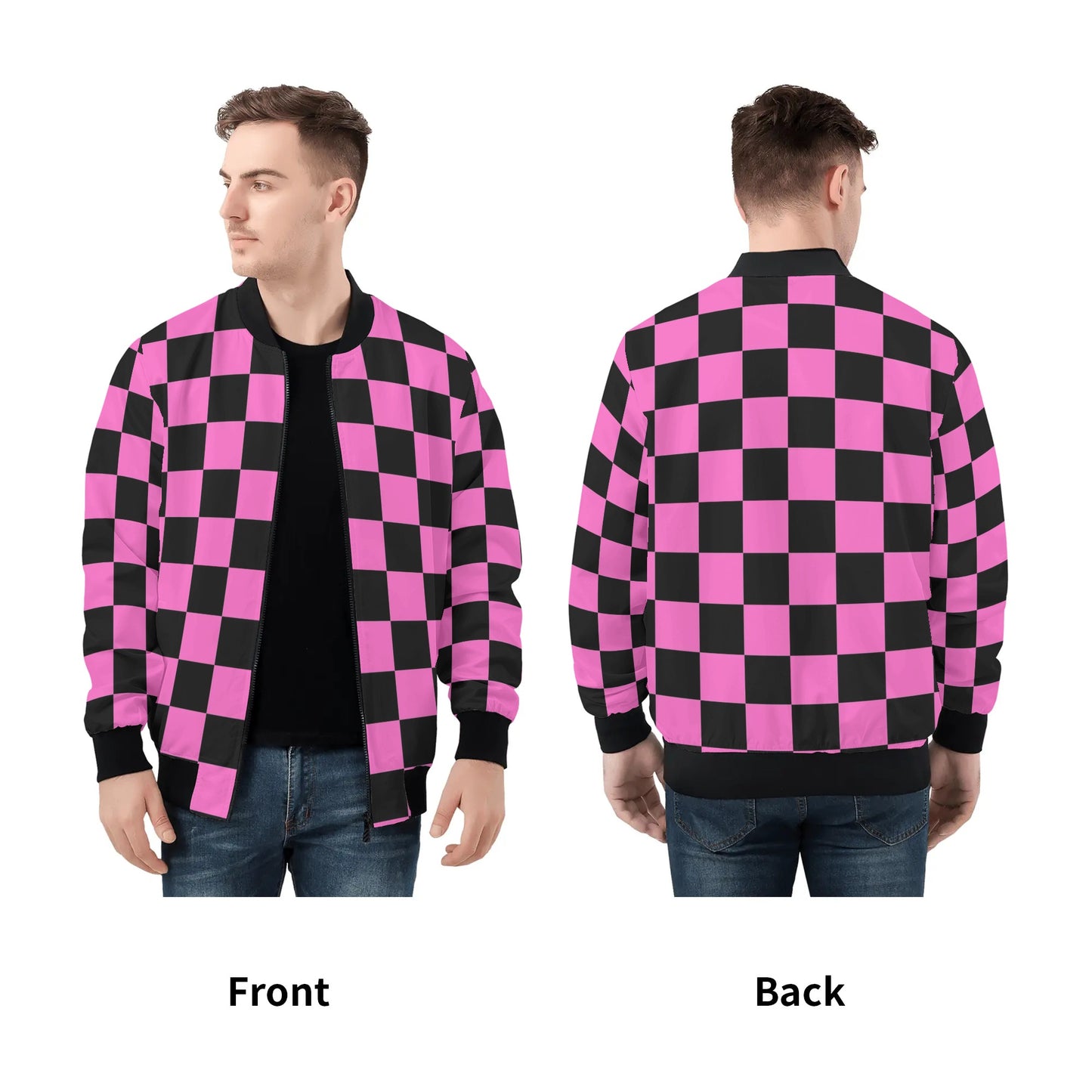 Black & Pink Bomber Jacket | Chessboard