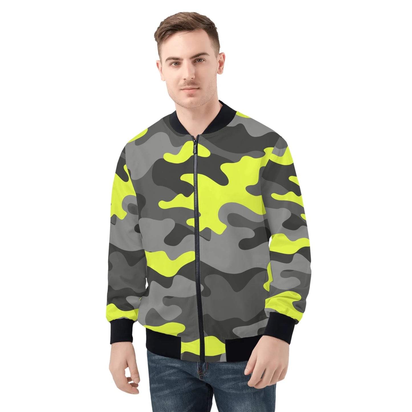 Black & Yellow Camo Bomber Jacket