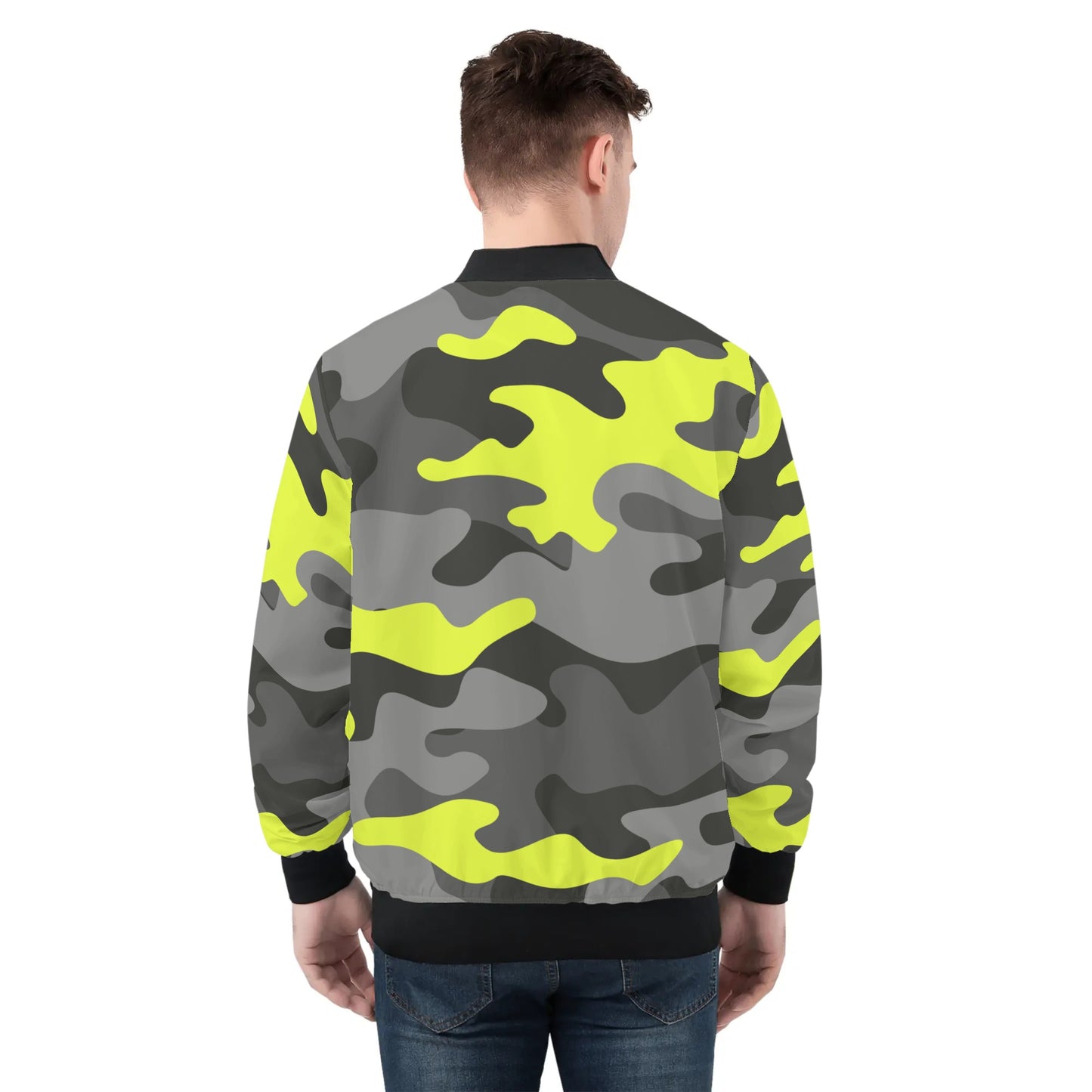 Blouson aviateur camouflage noir et jaune