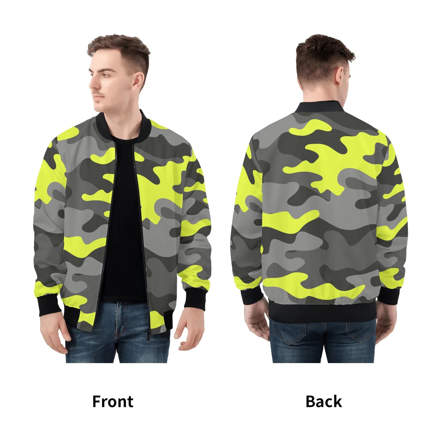 Blouson aviateur camouflage noir et jaune