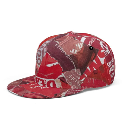 Red White Newspaper Collage Snapback