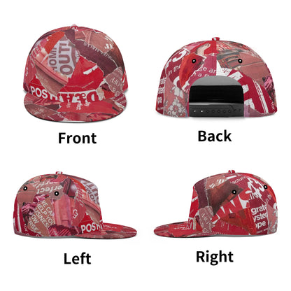 Red White Newspaper Collage Snapback