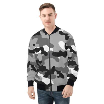 Blouson aviateur camouflage noir et blanc