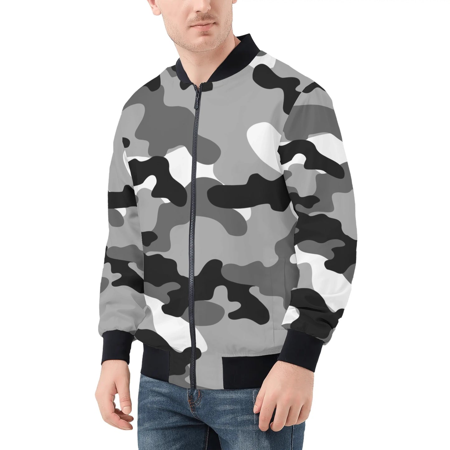 Black & White Camo Bomber Jacket