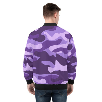 Blouson aviateur violet raisin et mauve camouflage