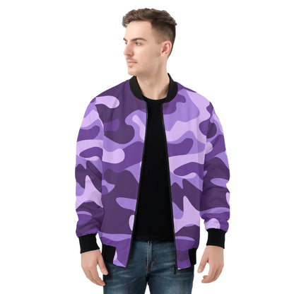 Blouson aviateur violet raisin et mauve camouflage