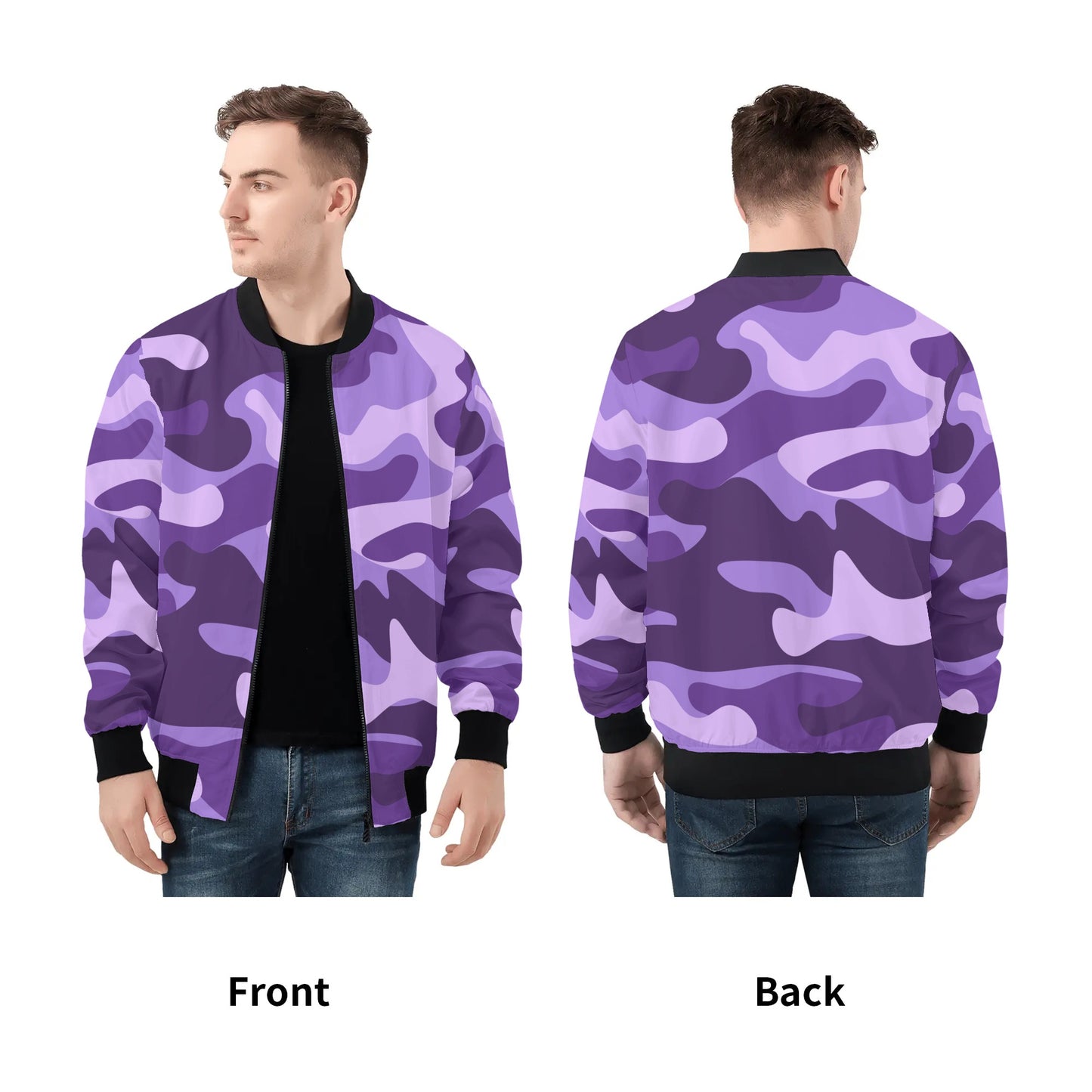 Blouson aviateur violet raisin et mauve camouflage