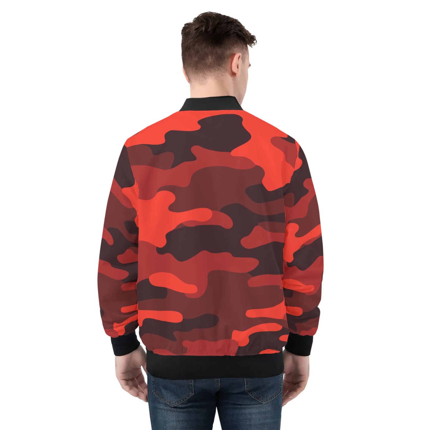 Chaqueta bomber de camuflaje roja escarlata y negra