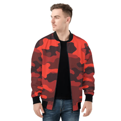 Blouson aviateur camouflage rouge écarlate et noir