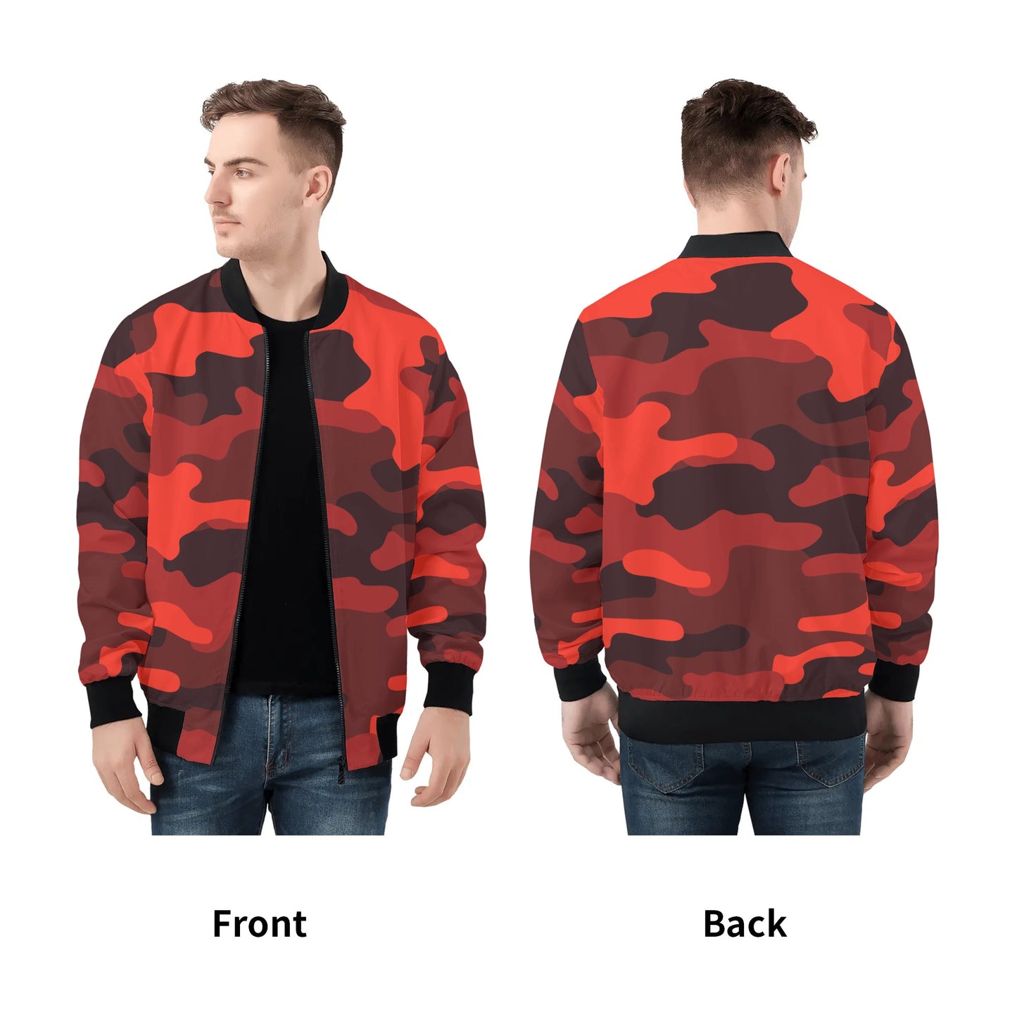 Scarlet Red & Black Camo Bomber Jacket