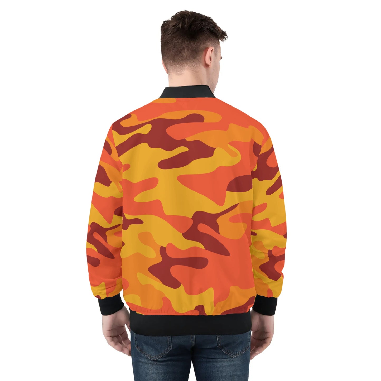 Cazadora bomber de camuflaje naranja y roja