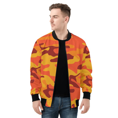 Blouson aviateur camouflage orange et rouge