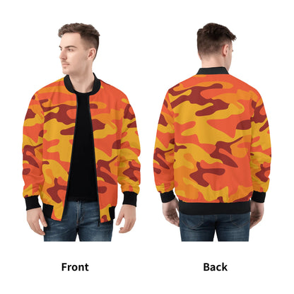 Blouson aviateur camouflage orange et rouge