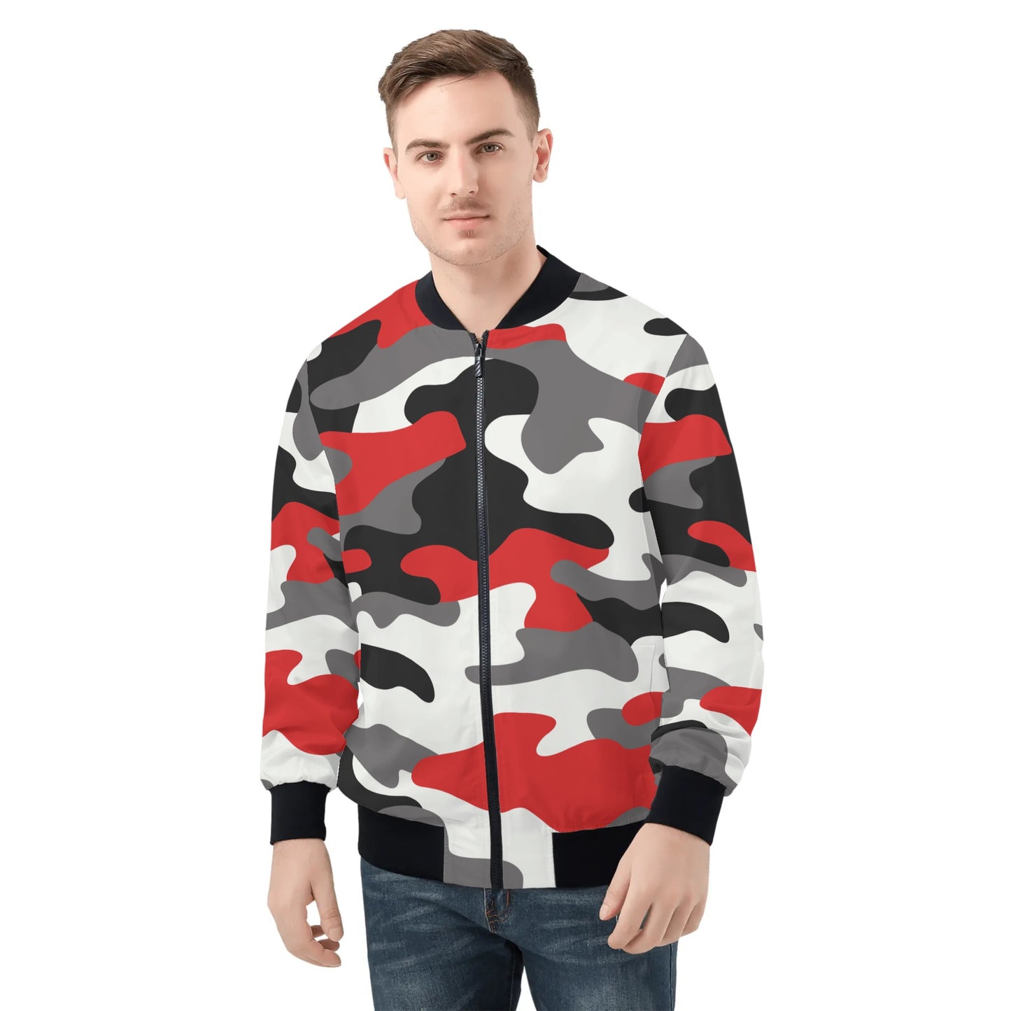 Milano Red Black & White Camo Bomber Jacket