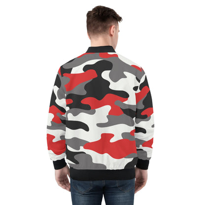 Blouson aviateur camouflage rouge noir et blanc Milano