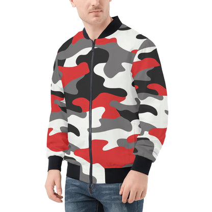 Blouson aviateur camouflage rouge noir et blanc Milano