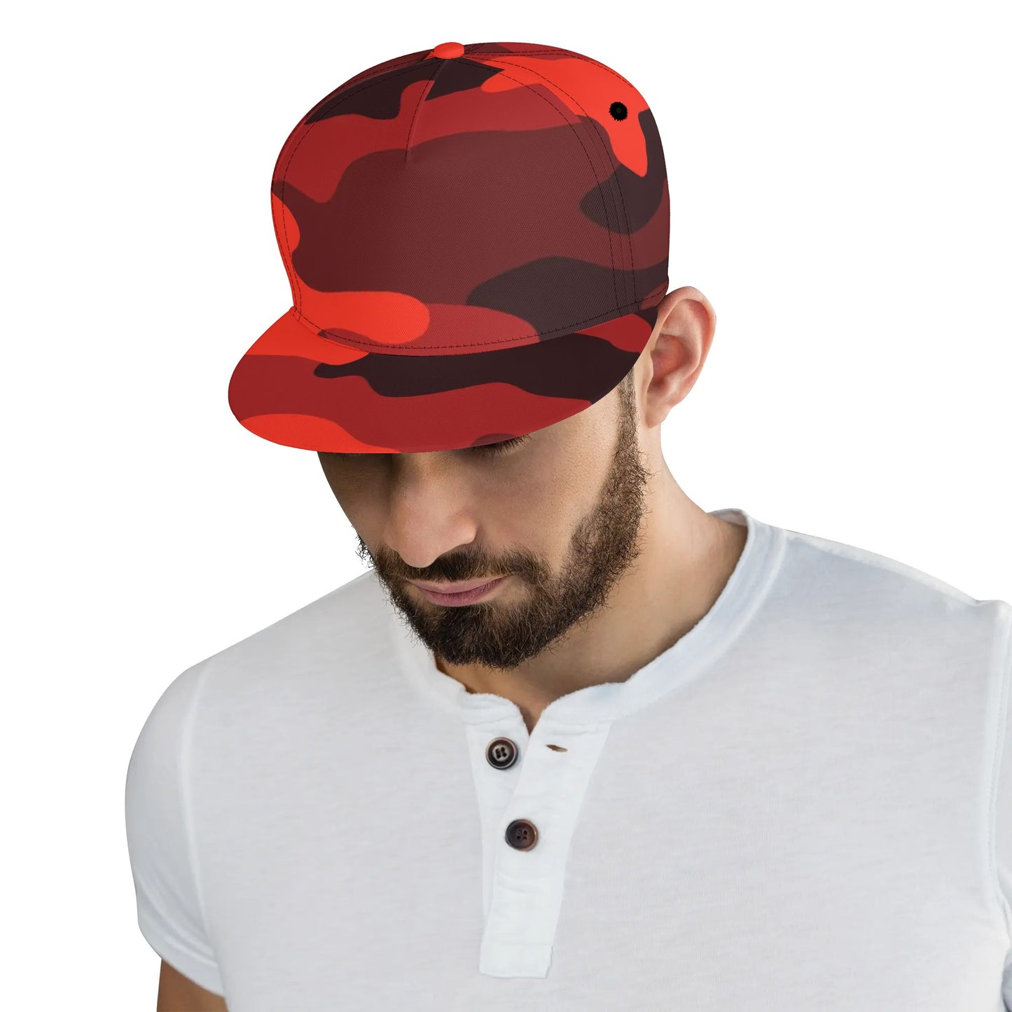 Gorra snapback de camuflaje rojo escarlata y negro