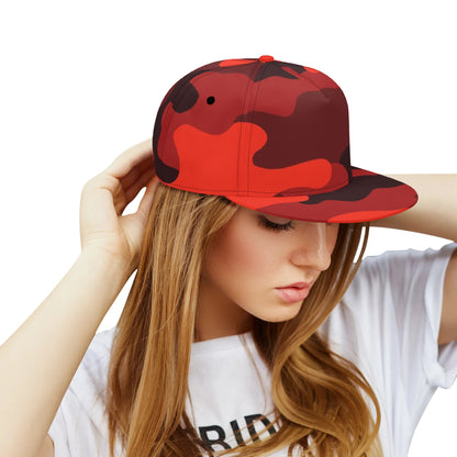 Gorra snapback de camuflaje rojo escarlata y negro