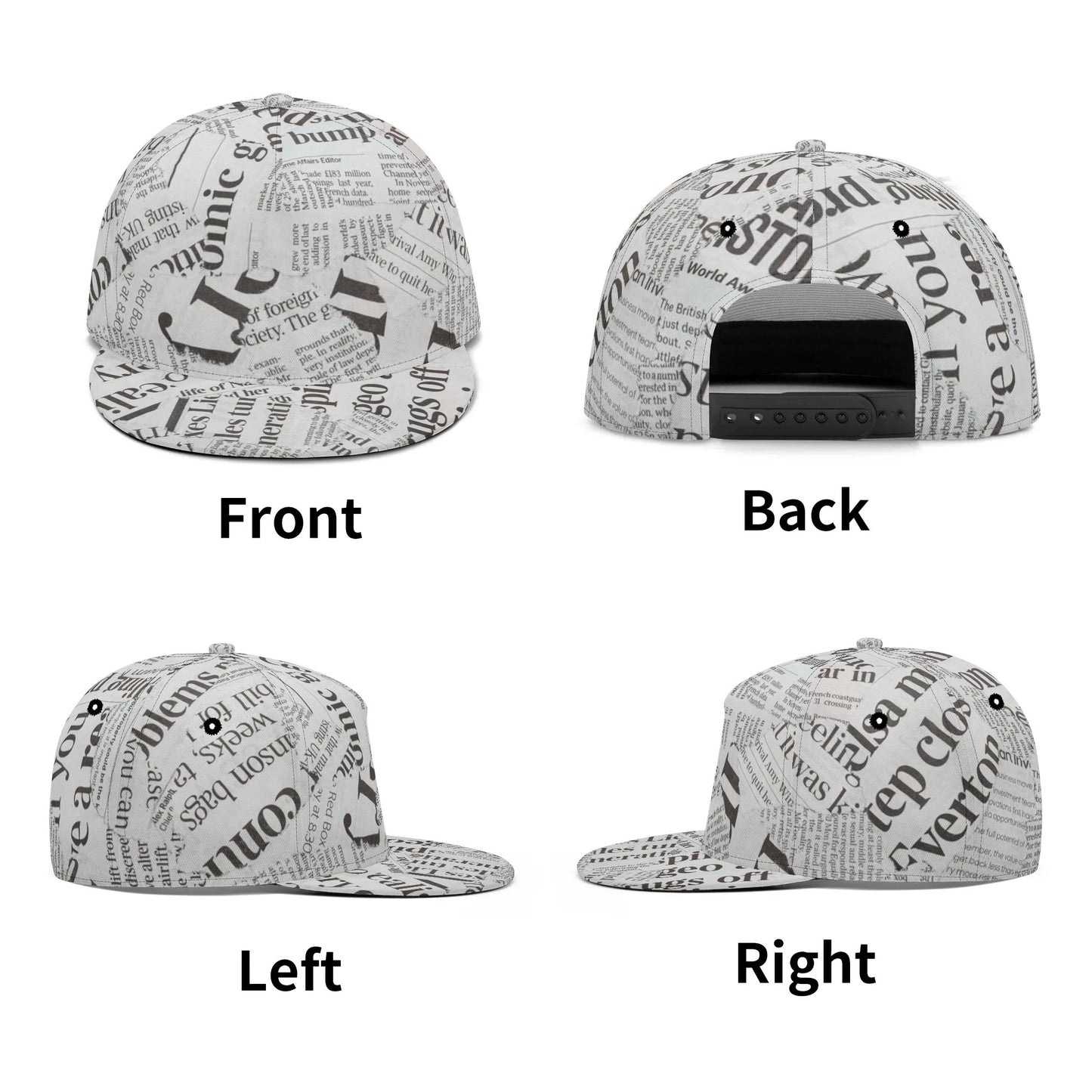 Black & White Newspaper Collage Snapback