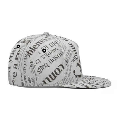 Black & White Newspaper Collage Snapback