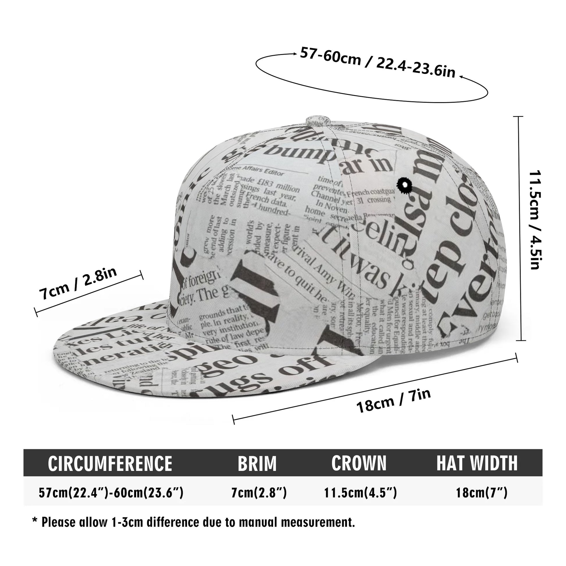 Black & White Newspaper Collage Snapback