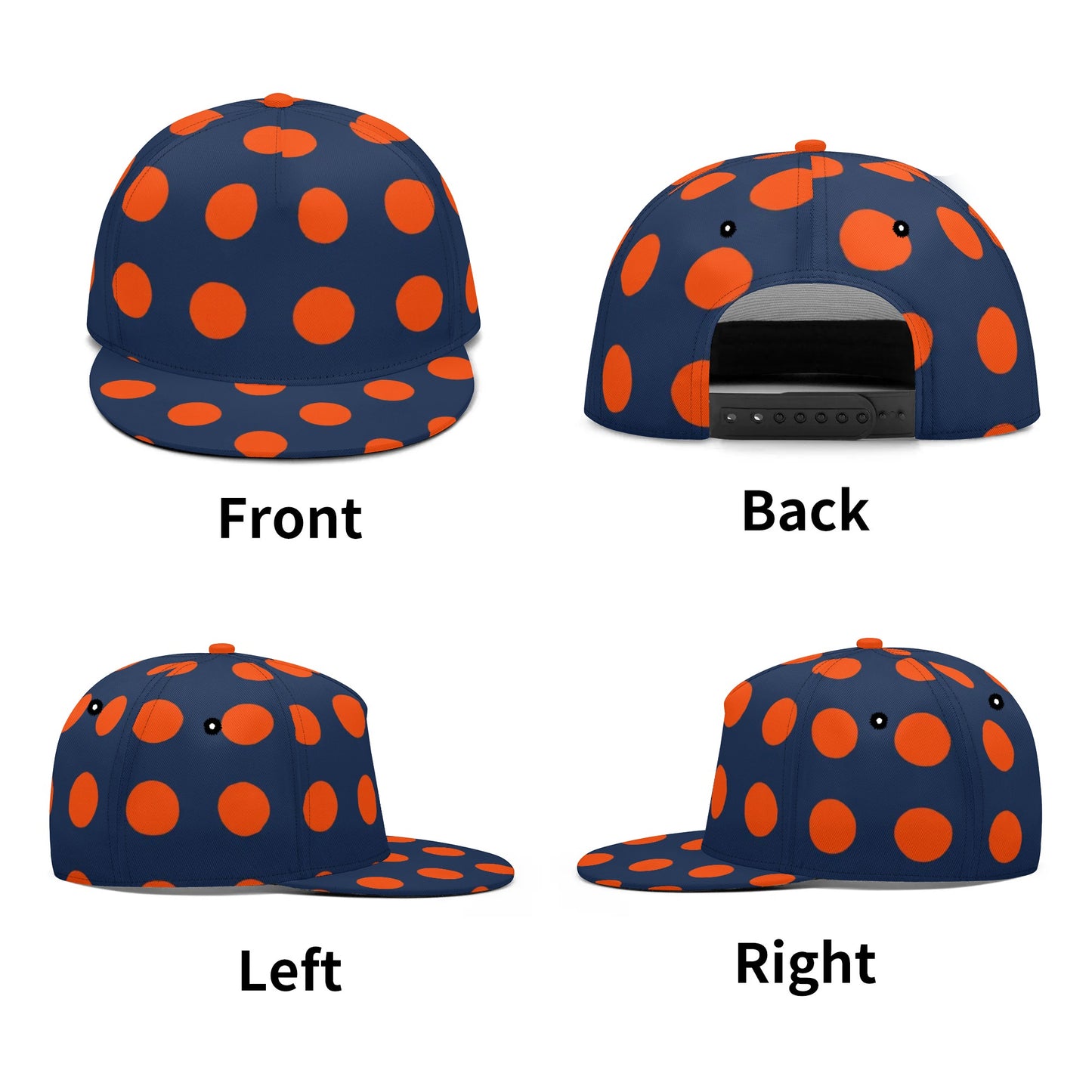 Dark Blue & Orange Polka Dots Snapback