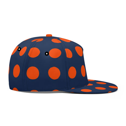 Dark Blue & Orange Polka Dots Snapback