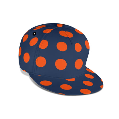 Dark Blue & Orange Polka Dots Snapback